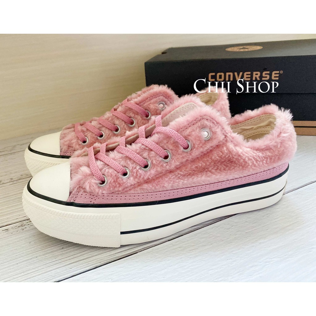 【CHII】日本代購 Converse ALL STAR PLTS BOA OX 厚底 絨毛 粉色