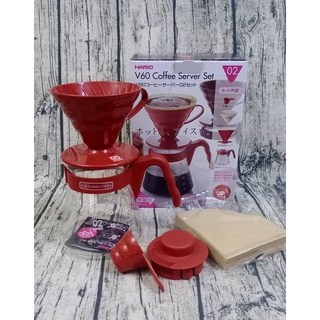 【有發票】Hario V60濾杯 咖啡濾杯組 700ml 紅色樹脂濾杯1-2人份咖啡玻璃壺