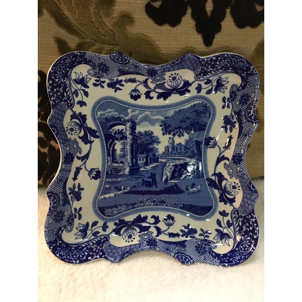 收藏品Spode 典藏義大利藍系列 得文郡造型盤19cm(全新品、英國製造）