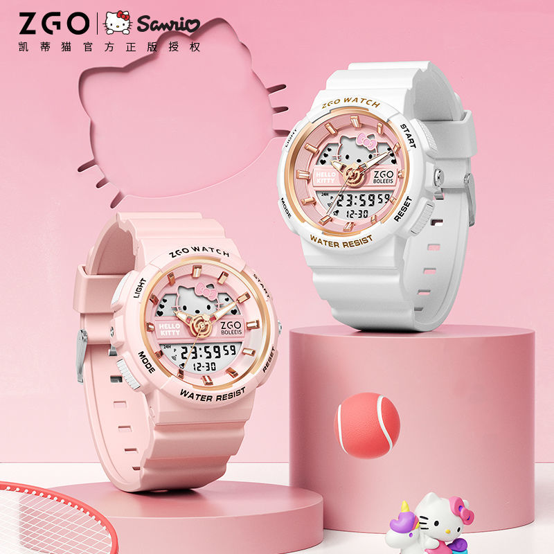 熱賣 Hello Kitty凱蒂貓手錶女ins風初高中學生簡約氣質防水夜光電子錶 蝦皮購物
