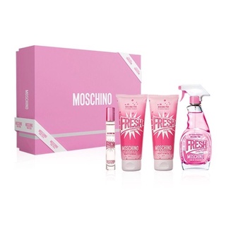 MOSCHINO 小粉紅清新女性淡香水禮盒 (香水100ml+10ml+沐浴+身體乳100mlx2)(香水美妝)