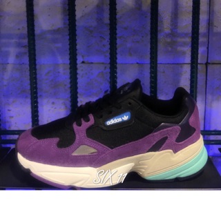 @SIX@ADIDAS ORIGINALS FALCON 黑紫 復古慢跑 老爹鞋 麂皮 厚底 增高 女鞋 CG6216