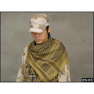 【野戰搖滾-生存遊戲】高品質！野戰專用阿拉伯方巾、純棉圍巾【軍綠色、狼棕色、白色、米色】面罩頭巾頭套脖圍偽裝巾