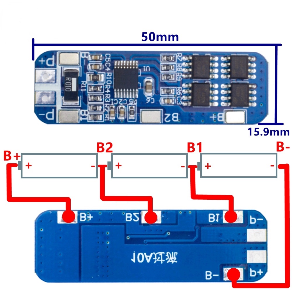 3s 12V 18650鋰電池充電器板10A BMS 10.8V 11.1V 12.6V