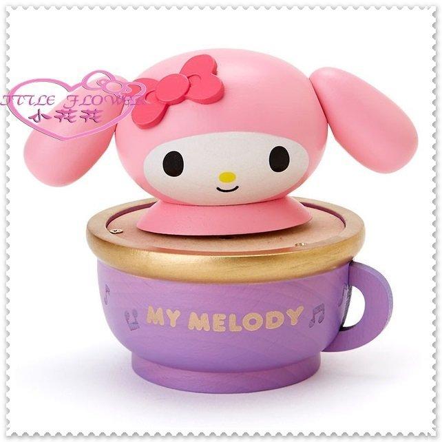 小花花日本精品♥ Hello Kitty 美樂蒂 木製音樂盒 療癒小物 擺飾 咖啡杯 粉色大臉