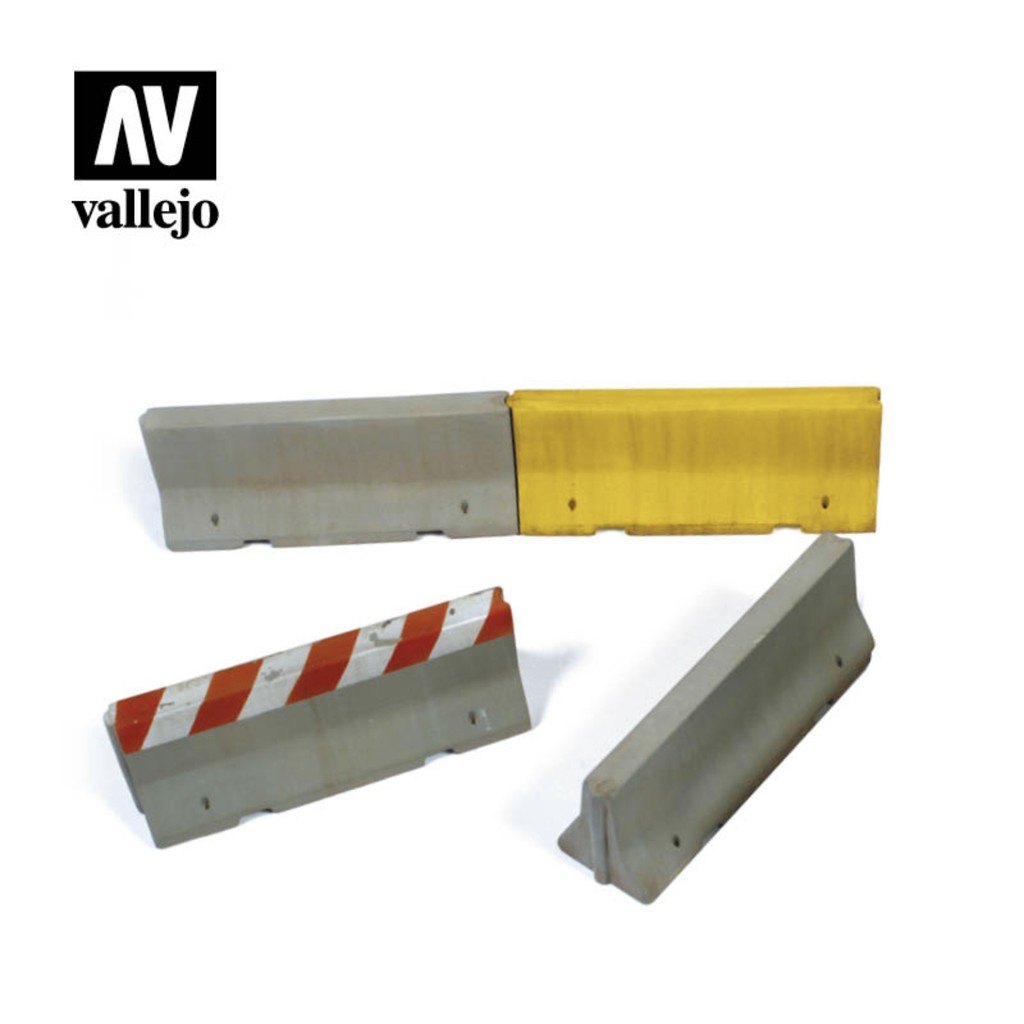西班牙 Acrylicos Vallejo AV水漆 造景模型 1/35 混凝土路障 紐澤西護欄 4入組 SC214