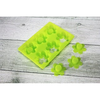 日本貝印立體花型矽膠果凍蛋糕模-6連式-綠色