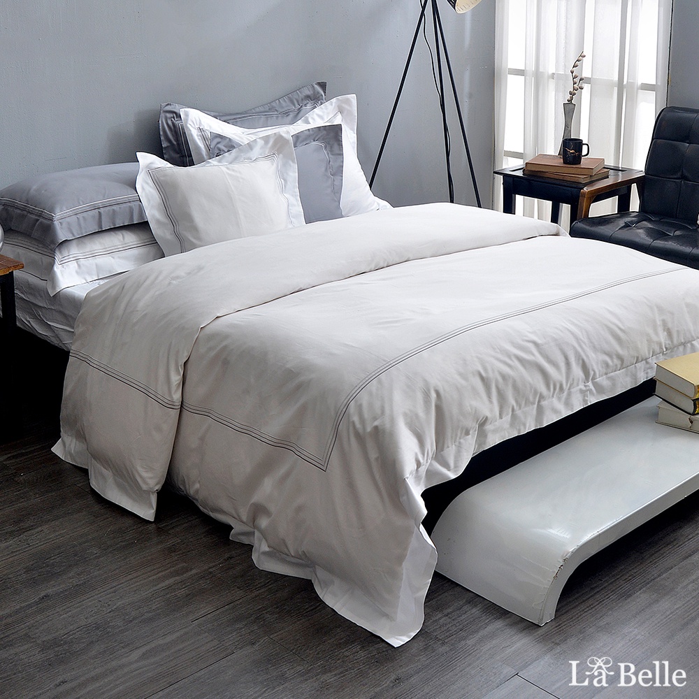 La Belle 600織長絨棉 被套床包組 雙/加/特 格蕾寢飾 典雅品味 亮白色 刺繡 可超取