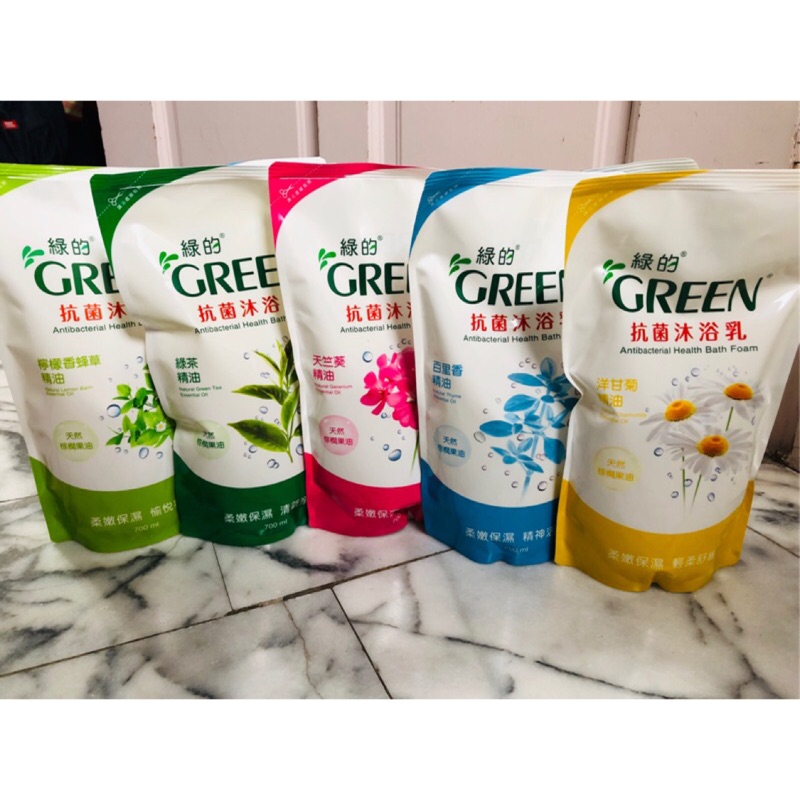 綠的GREEN抗菌沐浴乳700ml補充包（洋甘菊/綠茶/百里香/葡萄柚/玫瑰）