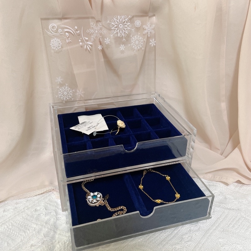 7-11冰雪奇緣系列雙層絨毛串飾收藏盒珠寶盒首飾盒