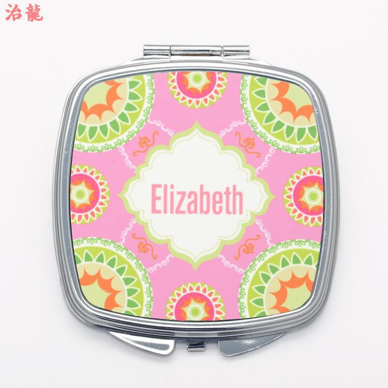 治龍訂製化妝鏡客制摺疊化妝鏡萬花筒花紋隨身鏡來圖定制名字客製化方形雙面折疊 蝦皮購物