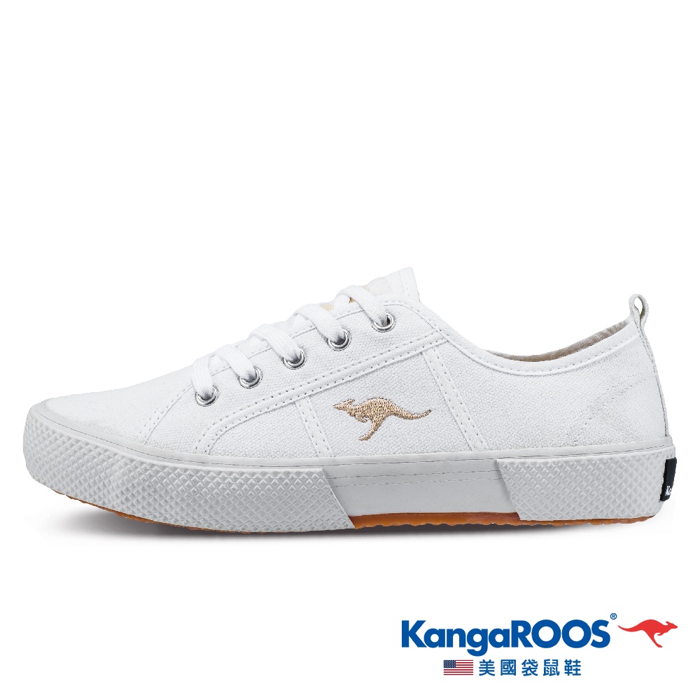【KangaROOS 美國袋鼠鞋】女 RIPPERS LOW 帆布鞋(白-KW11459)