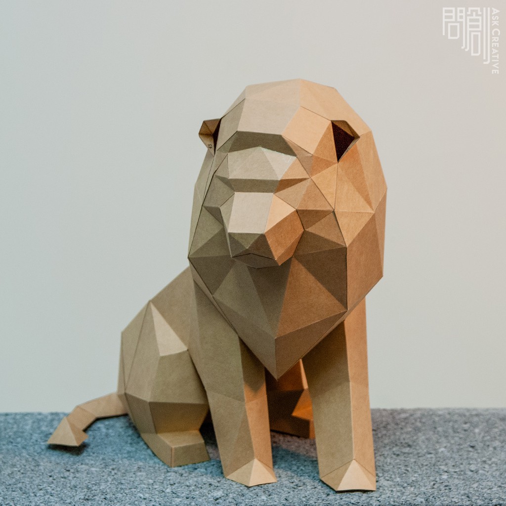 問創設計 DIY手作3D紙模型 禮物 擺飾 小動物系列 - 萬獸之王獅子 (4色可選)
