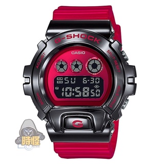 【CASIO】台灣卡西歐公司貨 經典數位運動錶 G-SHOCK金屬系列 200米防水-黑x紅(GM-6900B-4)