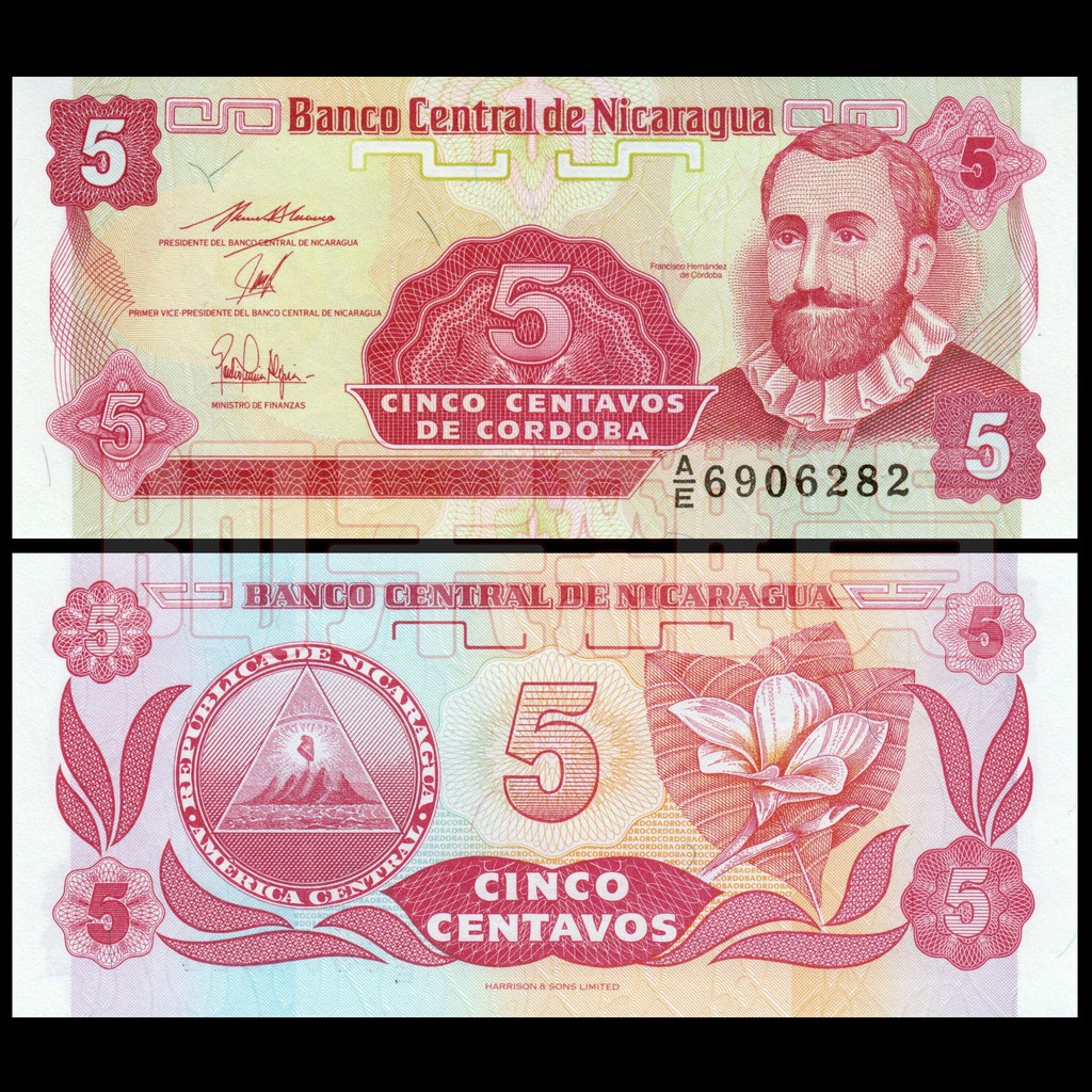 阿呆雜貨 現貨實拍 小票幅 尼加拉瓜 5生丁 拉丁美洲 全新 無折 真鈔 鈔 鈔票 紙鈔 人物 五色錢   非現行流通