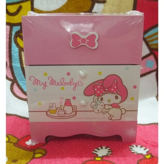 正版﹝Sanrio﹞授權※My Melody繽紛美樂蒂※【粉紅色-下午茶圖案】木質二抽多功能收納盒
