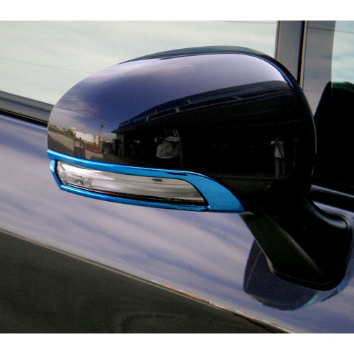 圓夢工廠 Toyota Wish 2009~2016 二代 改裝 鍍鉻藍 亮藍 後視鏡飾燈框 後照鏡框飾貼