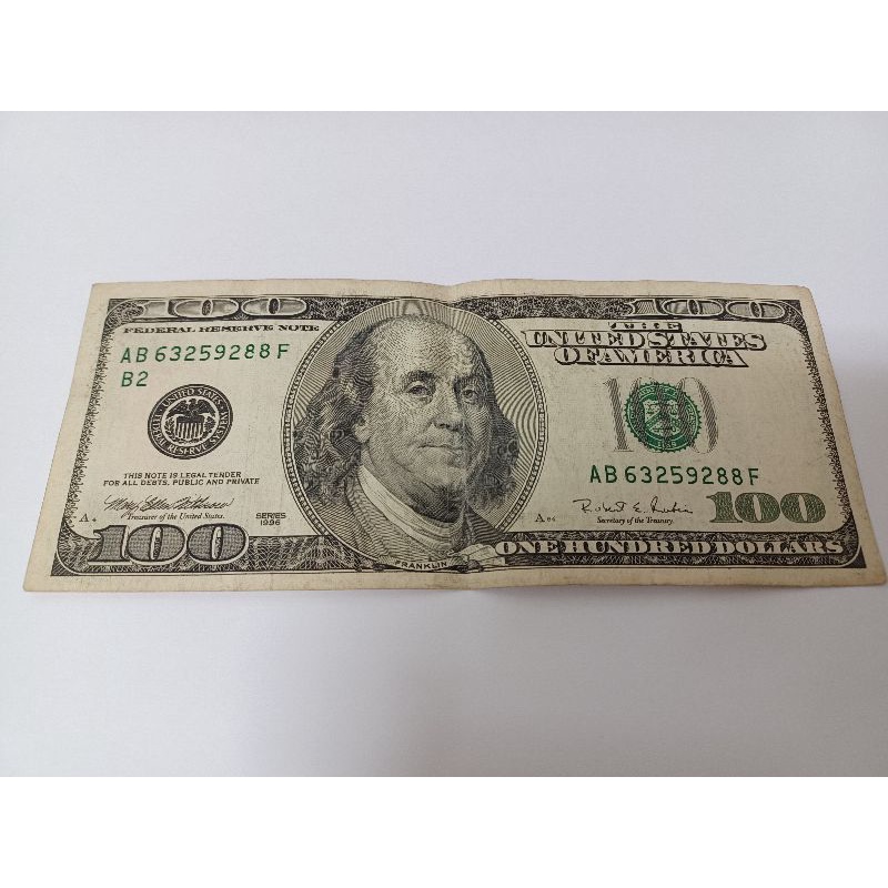 美金100元 舊鈔 1996年 真鈔 鈔票 收藏