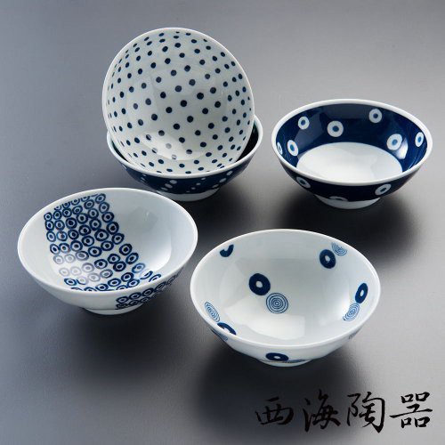 【日本西海陶器】波佐見燒 藍丸紋系列 - 共7款《泡泡生活》輕量飯碗 小豆碟 湯杯組 輕量湯碗 壽司碟