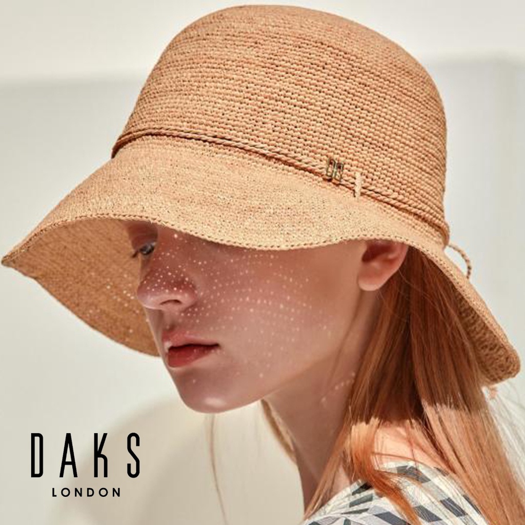 DAKS 維多利亞 天然棕色拉菲草軟盤帽女式遮陽帽 DD 裝飾 / 來自韓國首爾