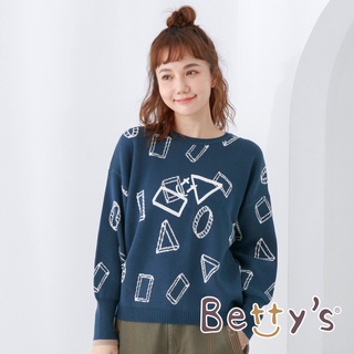 betty’s貝蒂思(05)滿版圖形質感毛衣(深藍)