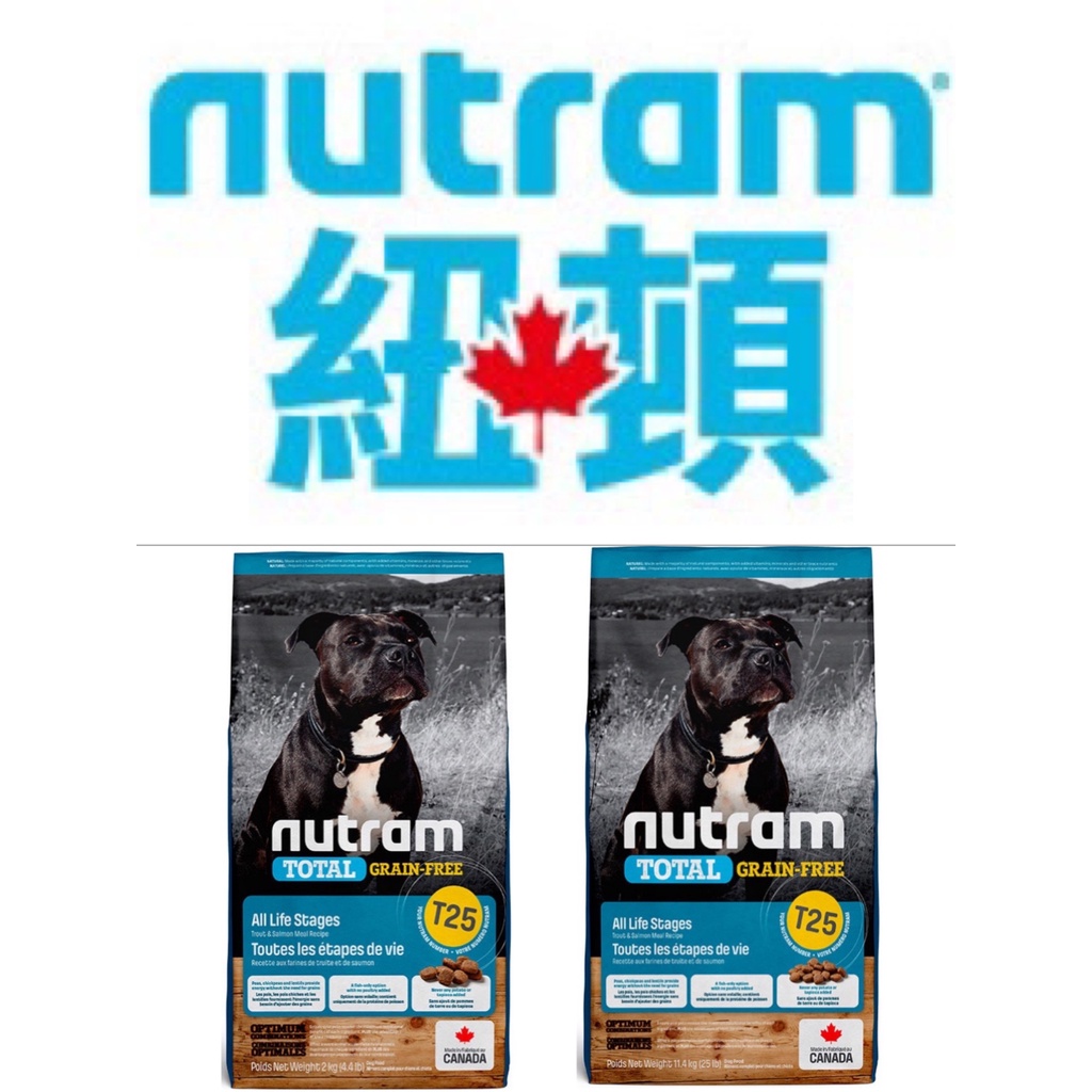 紐頓 Nutram 無穀全能系列 T25 鮭魚+鱒魚 潔牙 全齡犬 無穀 狗飼料 狗糧 2kg / 11.4kg