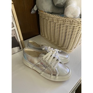 Superga Silver 銀色 亮面 漆皮 帆布鞋 休閒鞋 平底鞋 36 全新正貨現貨