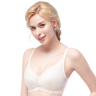 SWEAR 思薇爾 花羽夏戀系列 M-3XL 無鋼圈 蕾絲 包覆 女內衣 (甜杏膚)