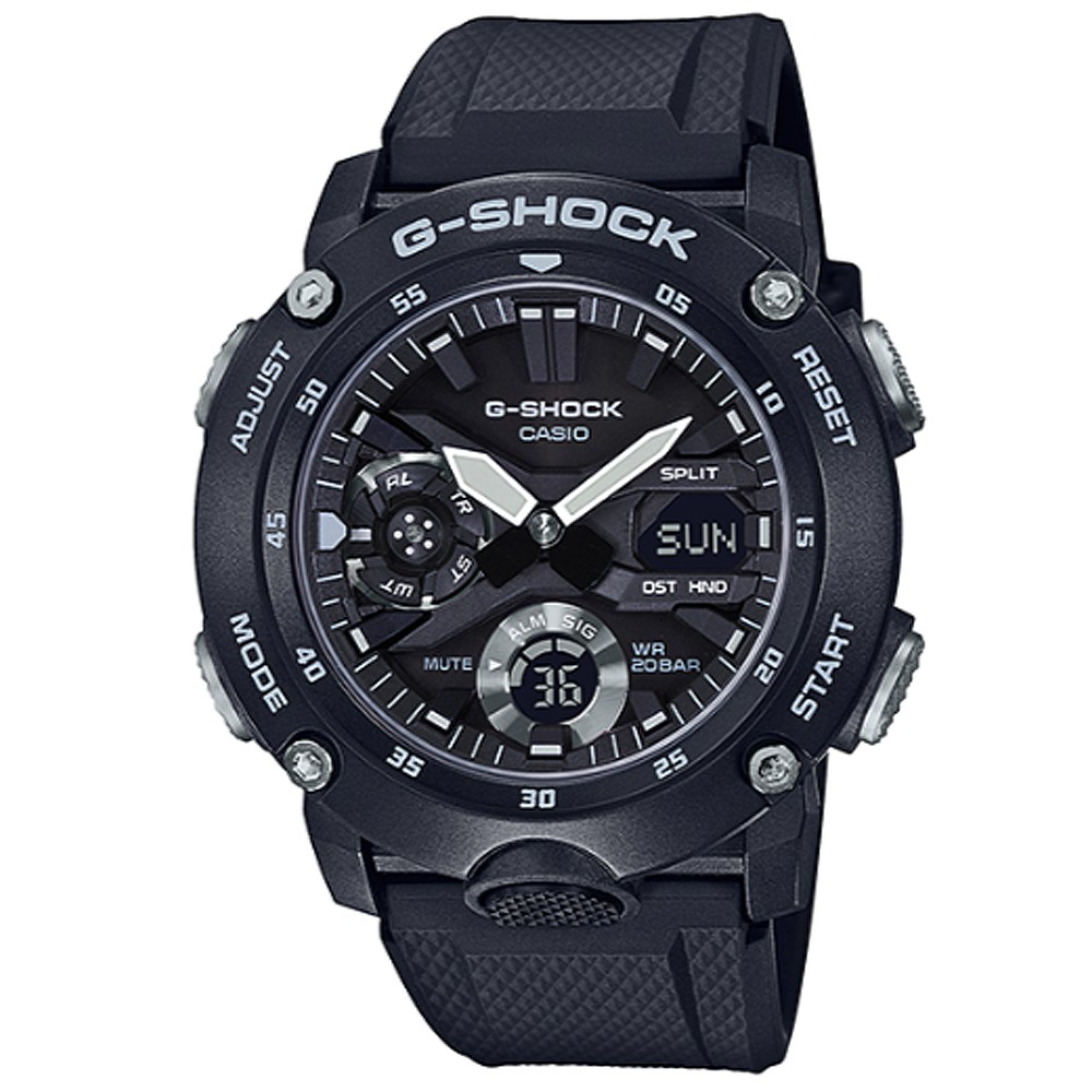 【CASIO】卡西歐G-SHOCK絕對強悍雙顯電子錶-黑 / GA-2000S-1A (台灣公司貨)