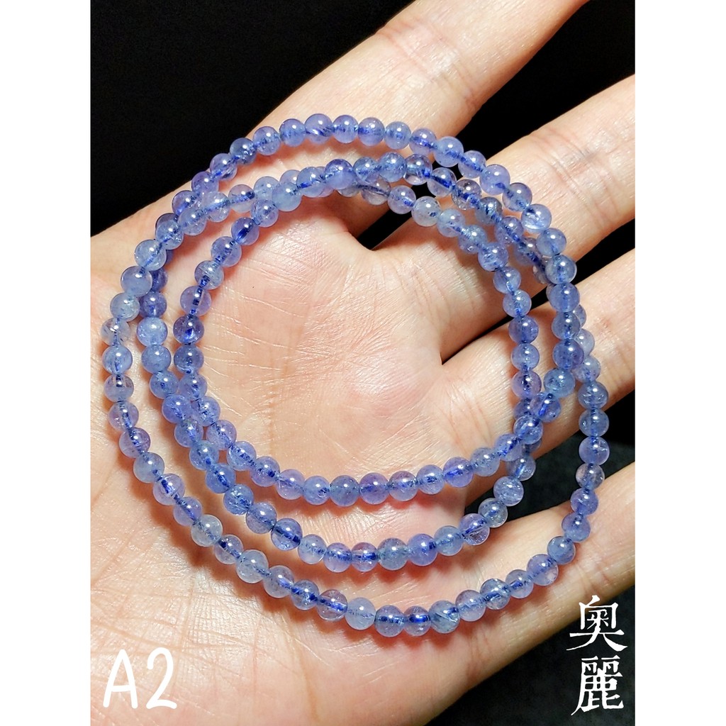 ORLI奧麗水晶。《現貨》高級數 透體 天然丹泉石多圈4MM圓珠 天然坦桑石條珠 細鍊 DIY 串珠配珠半成品A2