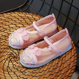 新品特賣兒童童鞋透氣網鞋夏季涼鞋古風古著漢服鞋子女童繡花鞋刺繡旗袍鞋