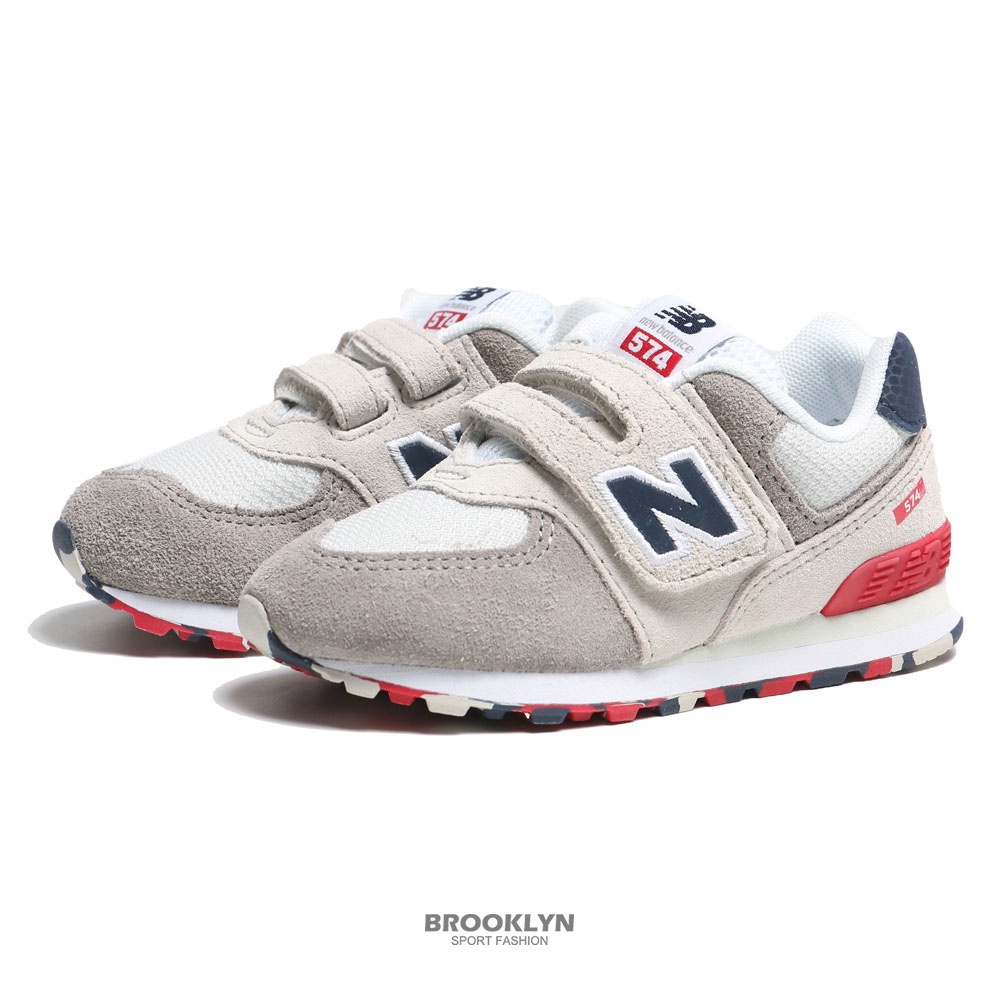 NEW BALANCE 童鞋 NB 574 淺米白灰 藍紅 混色底 小童  IV574UJD