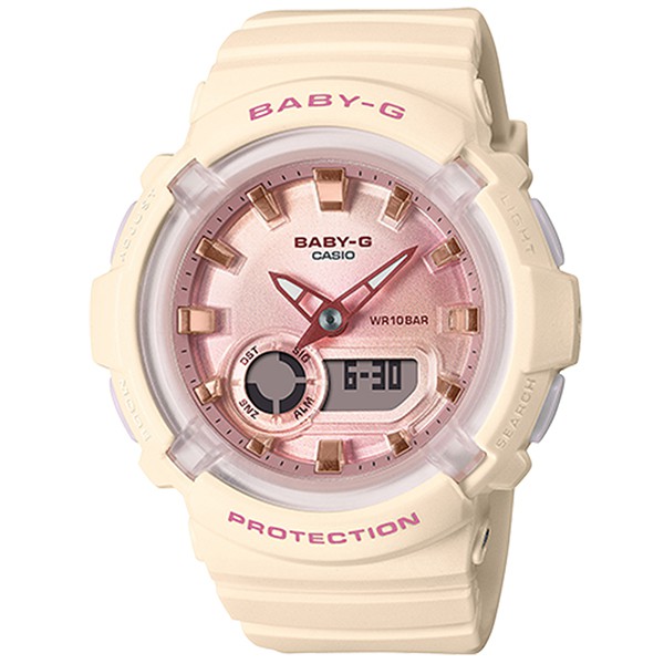 【CASIO】Baby-G  粉玫瑰金色雙顯電子女錶 BGA-280-4A2 台灣卡西歐公司貨