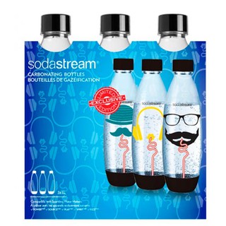 Sodastream 恆隆行 水滴寶特瓶 嬉皮士/Emoji寶特瓶1L(3入) 氣泡水機 圖案兩款隨機出貨恕不挑款