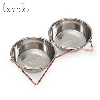 Bendo 更靚雙貓碗 毛小孩 寵物碗 寵物碗架 紅銅架+不鏽鋼碗 [美學生活]
