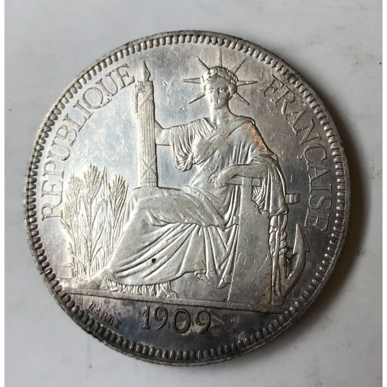 法國貿易銀 『坐洋』自由女神銀幣 1909 C14保真