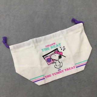 日本製 史努比 SNOOPY 抱音響 糊塗塔克 溜冰 純棉 棉質 束口袋 收納袋 便當袋 萬用袋