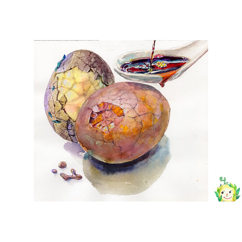 a17 食物 茶葉蛋 Tea eggs 明信片105x148mm max  水彩明信片 Watercolor