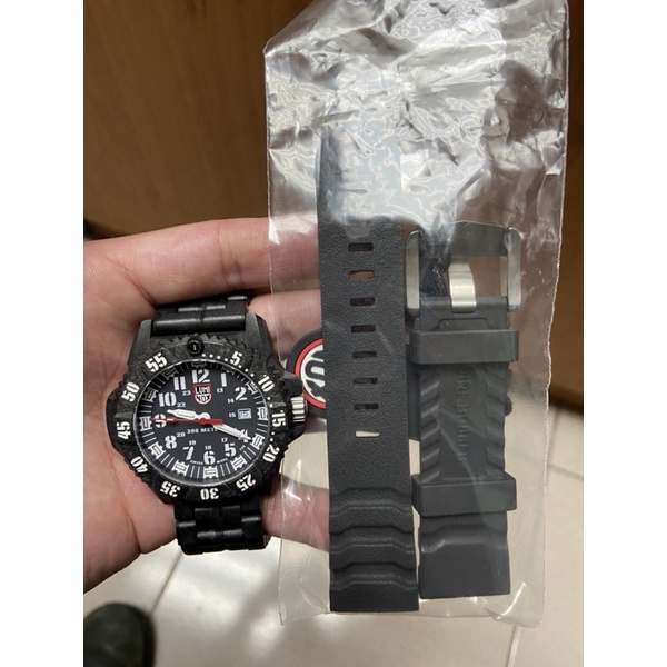 Luminox 雷明時 CARBON SEAL 3800碳纖維超級海豹系列腕錶-黑x白時標 LM-3801