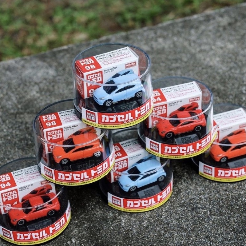 WONDA x TOMICA  景品 迷你TOMICA 玩具車 TOYOTA AQUA 橘紅色 &amp; 水藍色