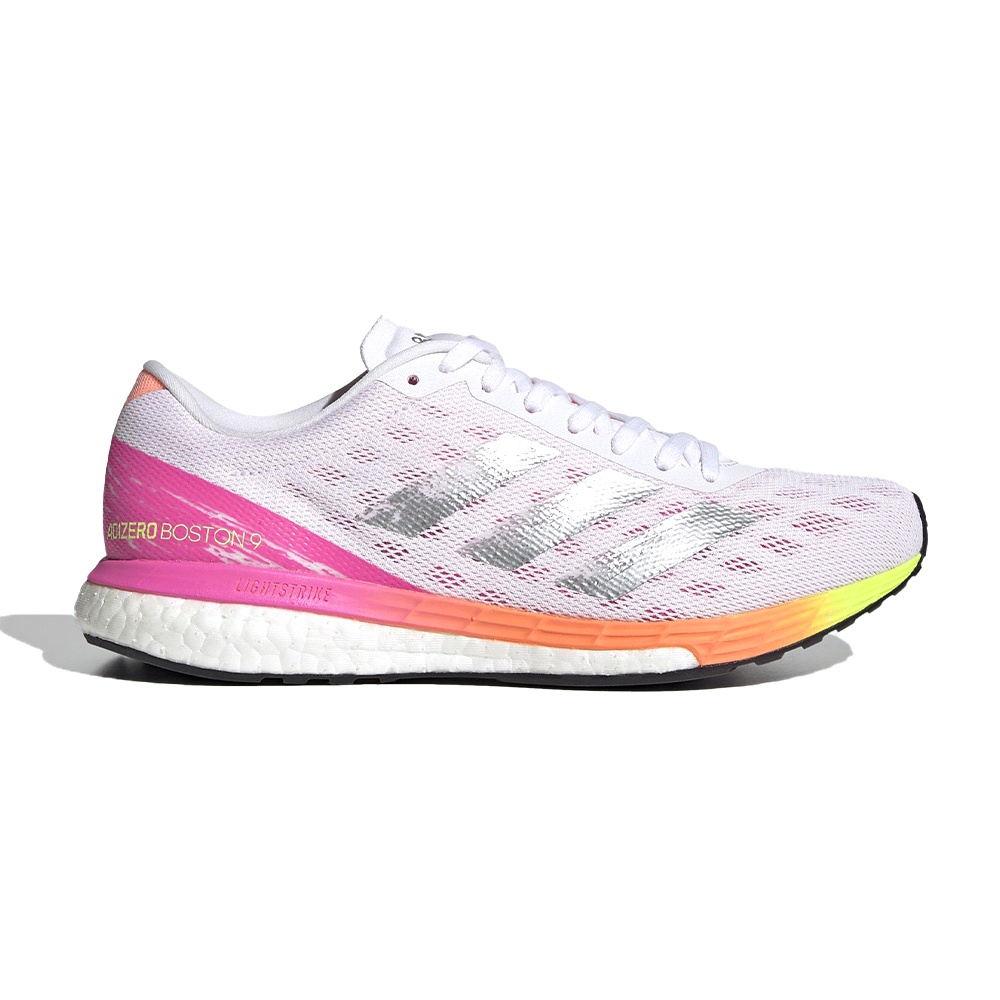 Adidas Adizero Boston 9 W 女 白粉 避震 透氣 網布 運動 慢跑鞋 H68744