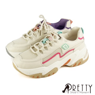 【Pretty】多彩撞色異質拼接綁帶厚底休閒鞋/老爹鞋-女款 韓國製 BA-27325