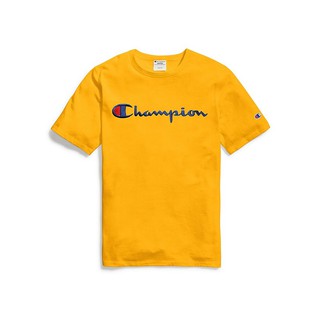 【YOYOGI PLUS】美線Champion Classic Jersey Tee 刺繡草寫短T (黃)
