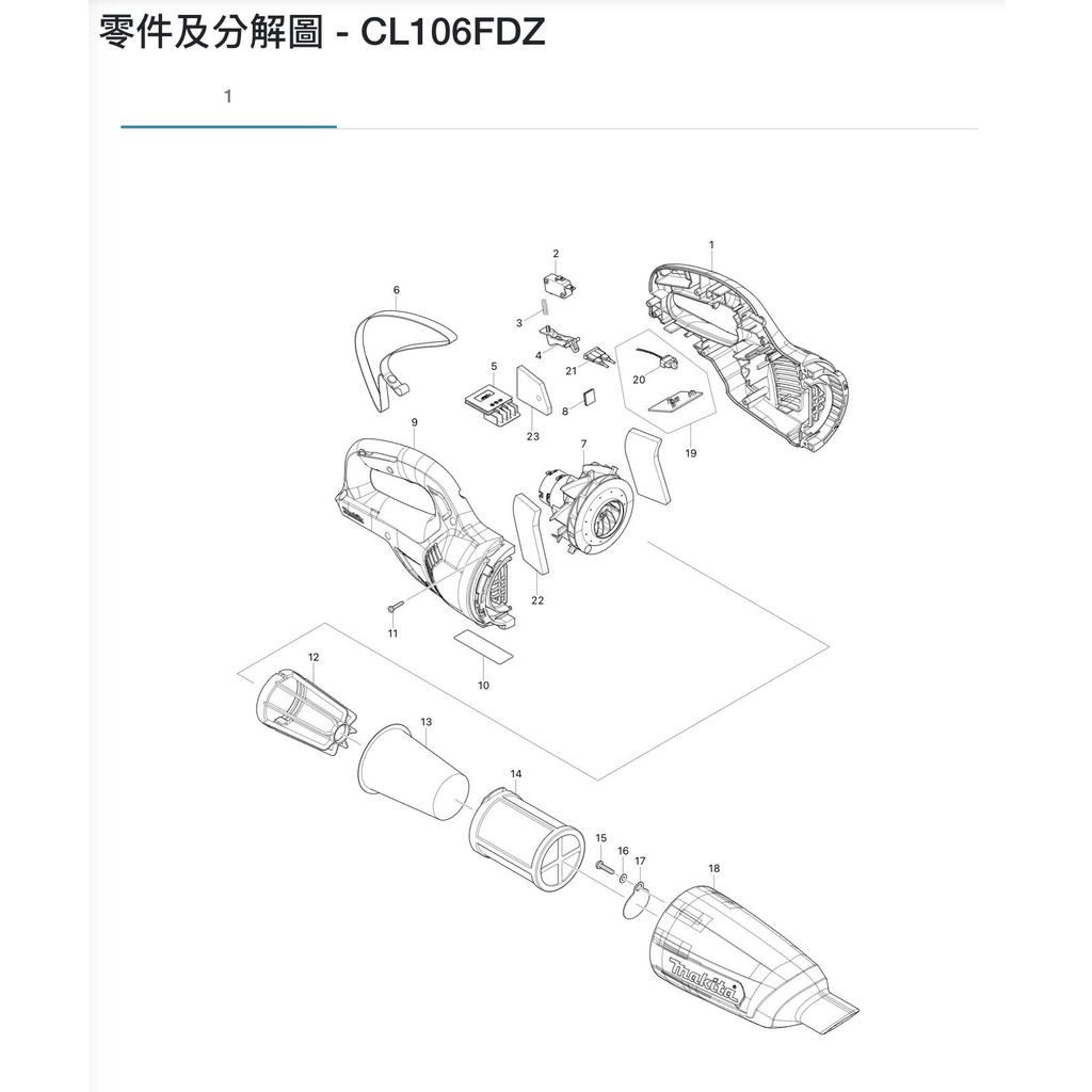 ＊小鐵五金＊牧田MAKITA CL106FD 12V吸塵器 正原廠零件 公司貨零件