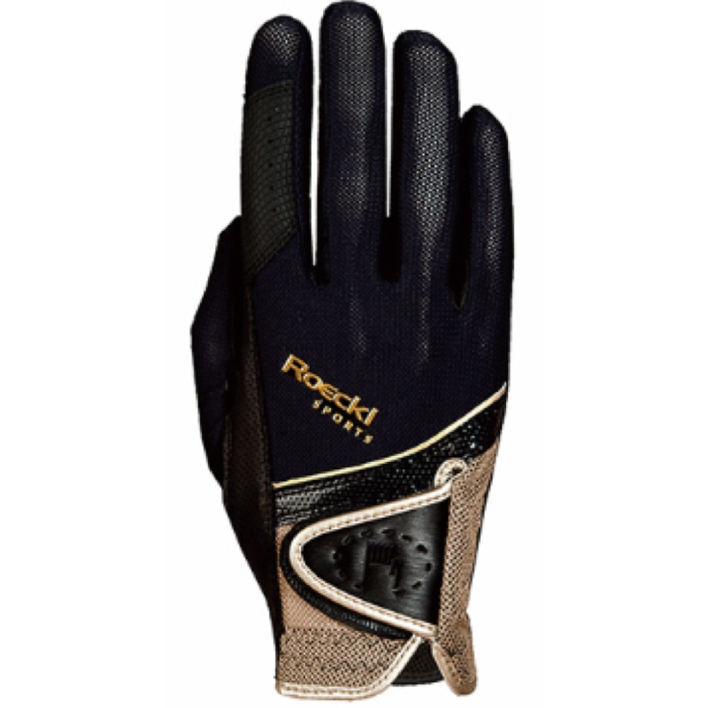 Roeckl 德國馬術運動手套- MADRID系列 黑色+金邊