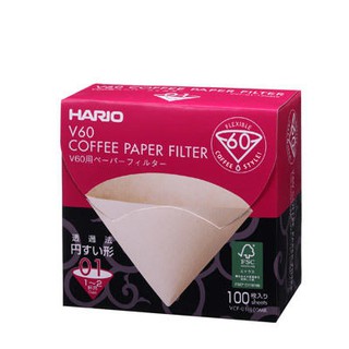 買10送1 HARIO V60系列 01無漂白圓錐濾紙 1~2人用100入/盒裝
