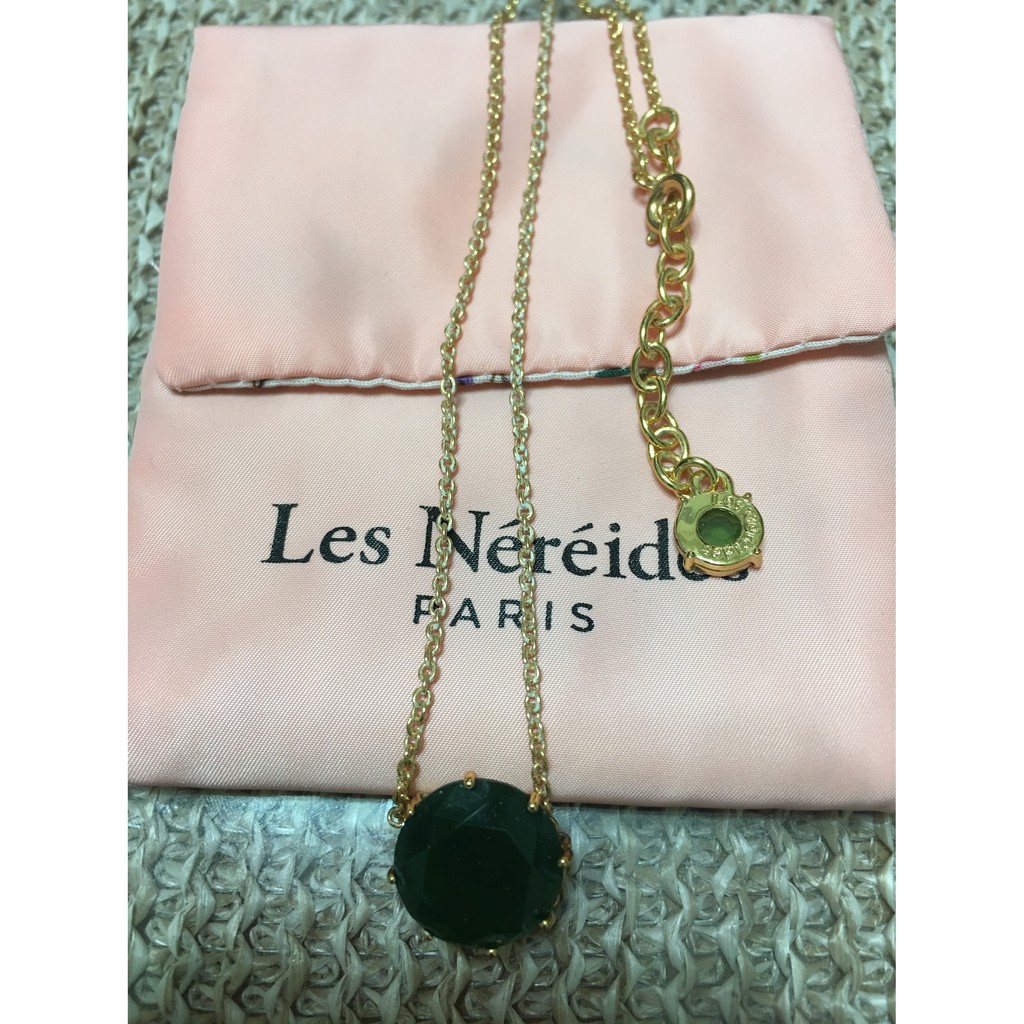 專櫃正品 Les Nereides 墨綠色圓形石LA DIAMANTINE吊墜項鍊 $1980