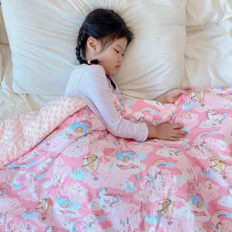 ￼【兒童毯子】彌月嬰兒毯 75*120CM 可愛獨角獸寶寶毛毯  雙層法蘭絨 珊瑚絨抱毯 按摩豆豆毯 棉被 小被子特價2