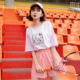 OB嚴選 運動KITTY純棉拼色短袖上衣 《KB1188》全館現貨大尺碼/女裝/現貨
