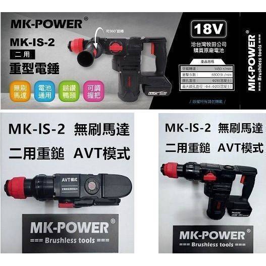 WIN五金 MK-POWER 無刷 18V MK-1S-2破碎錘 含4.0兩電一充 四溝 免出力 電鑽 電錘 電槌
